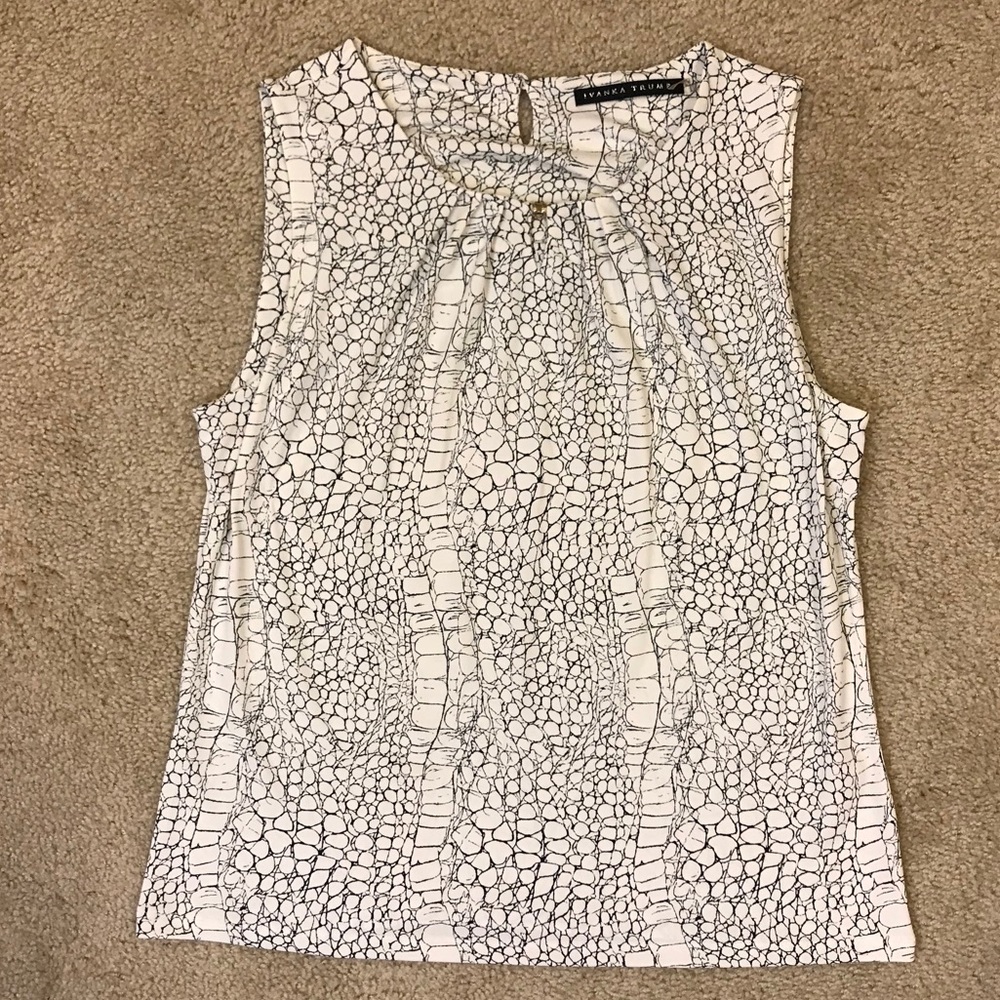 Ivanka Trump Black/White Animal Print Blouse